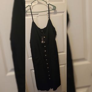 Plus Size Black Button Down Dress With Pockets